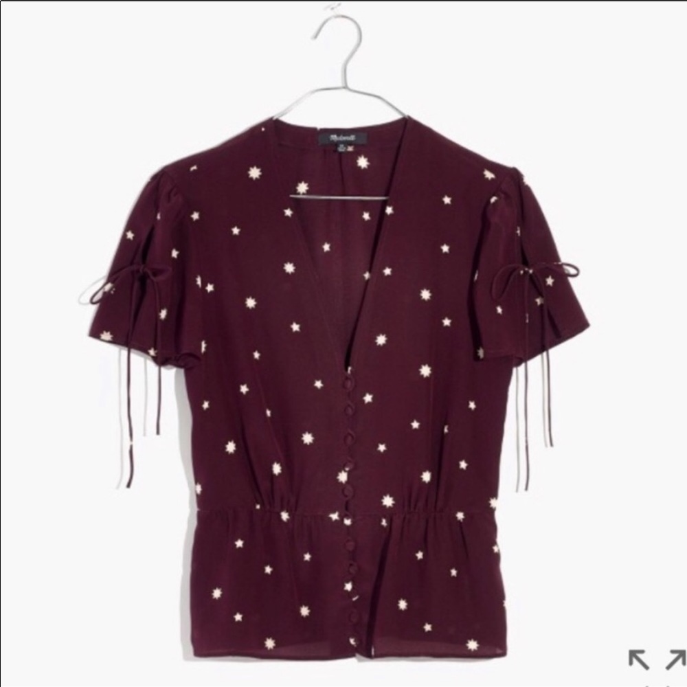 NWT Madewell Silk Bell Top W/Star Design - Picture 3 of 6